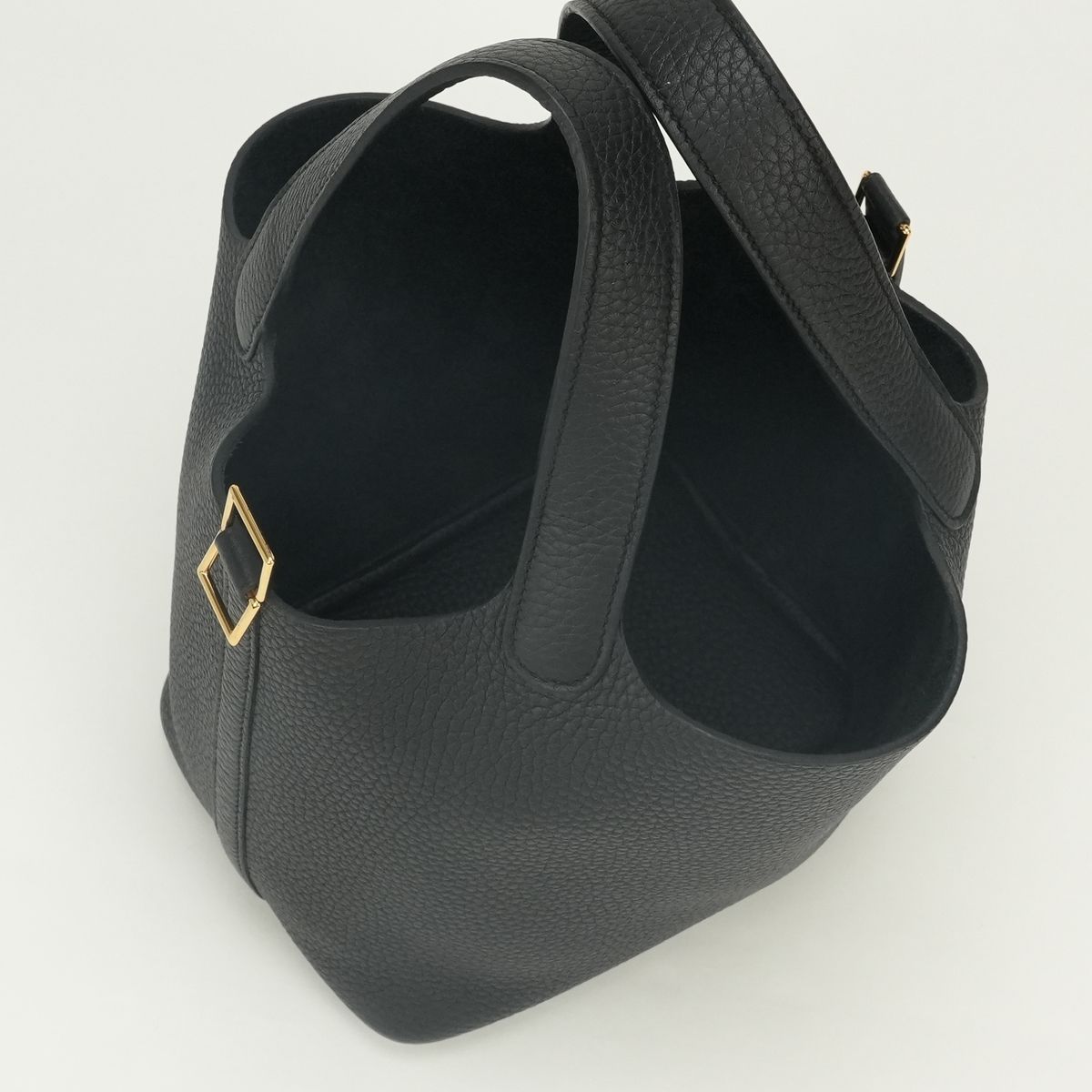Hermes Picotin Lock PM 18 Tote Bag Taurillon Clemence Noir Black Gold — view 8
