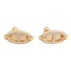 Hermes Mini Maillon Brown Glace Gold Plated Lacquer Earrings Chaine D'ancre — view 2