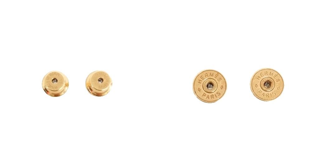 Hermes Mini Maillon Brown Glace Gold Plated Lacquer Earrings Chaine D'ancre — view 8