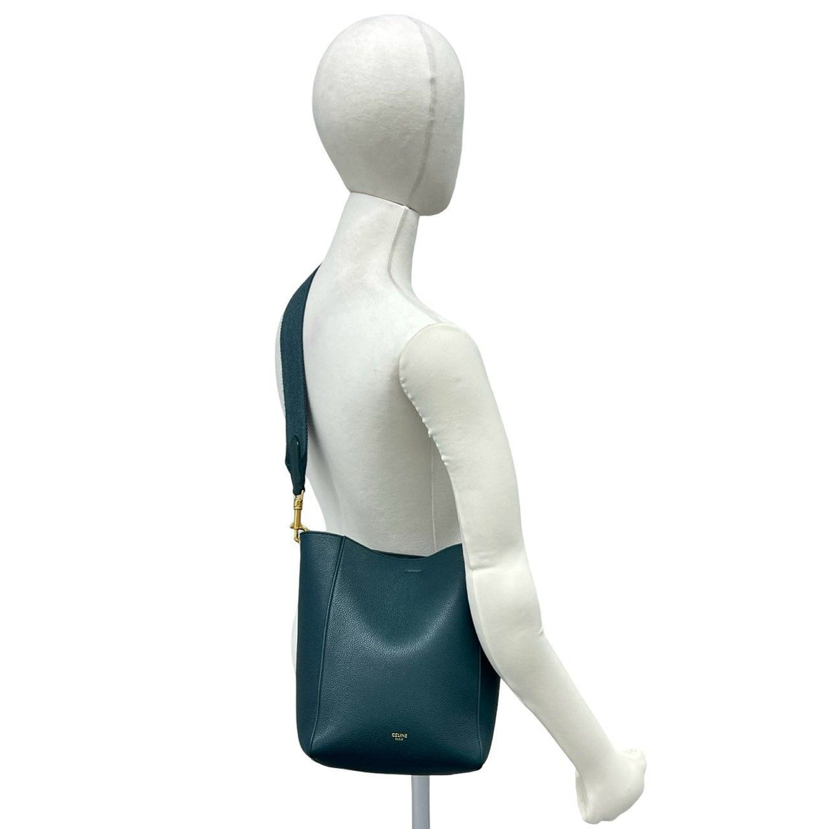 Celine Sangle Bucket Small Leather Shoulder Bag Cross Green — view 2