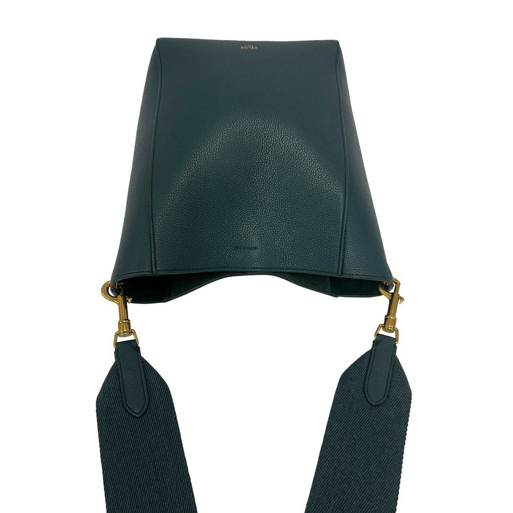 Celine Sangle Bucket Small Leather Shoulder Bag Cross Green — view 4