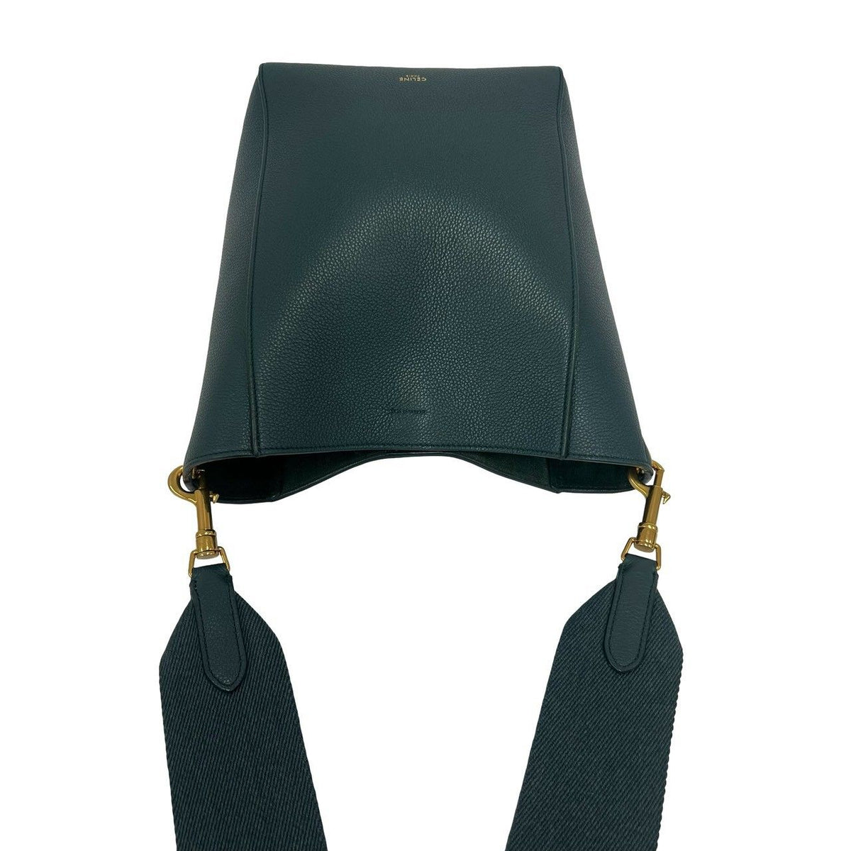 Celine Sangle Bucket Small Leather Shoulder Bag Cross Green — view 4