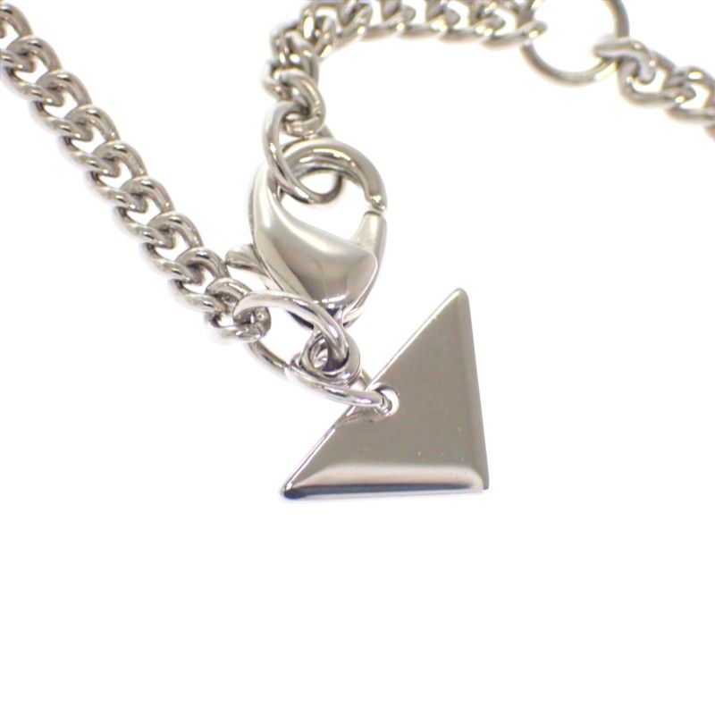Prada Enamel Metal Necklace Silver White — view 8