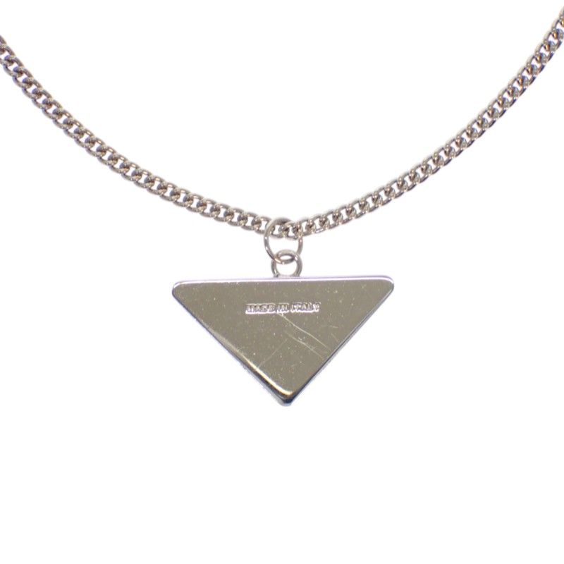 Prada Enamel Metal Necklace Silver White — view 3