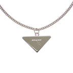 Prada Enamel Metal Necklace Silver White — view 3