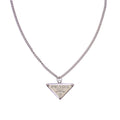 Prada Enamel Metal Necklace Silver White
