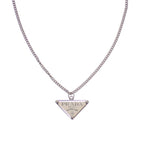 Prada Enamel Metal Necklace Silver White