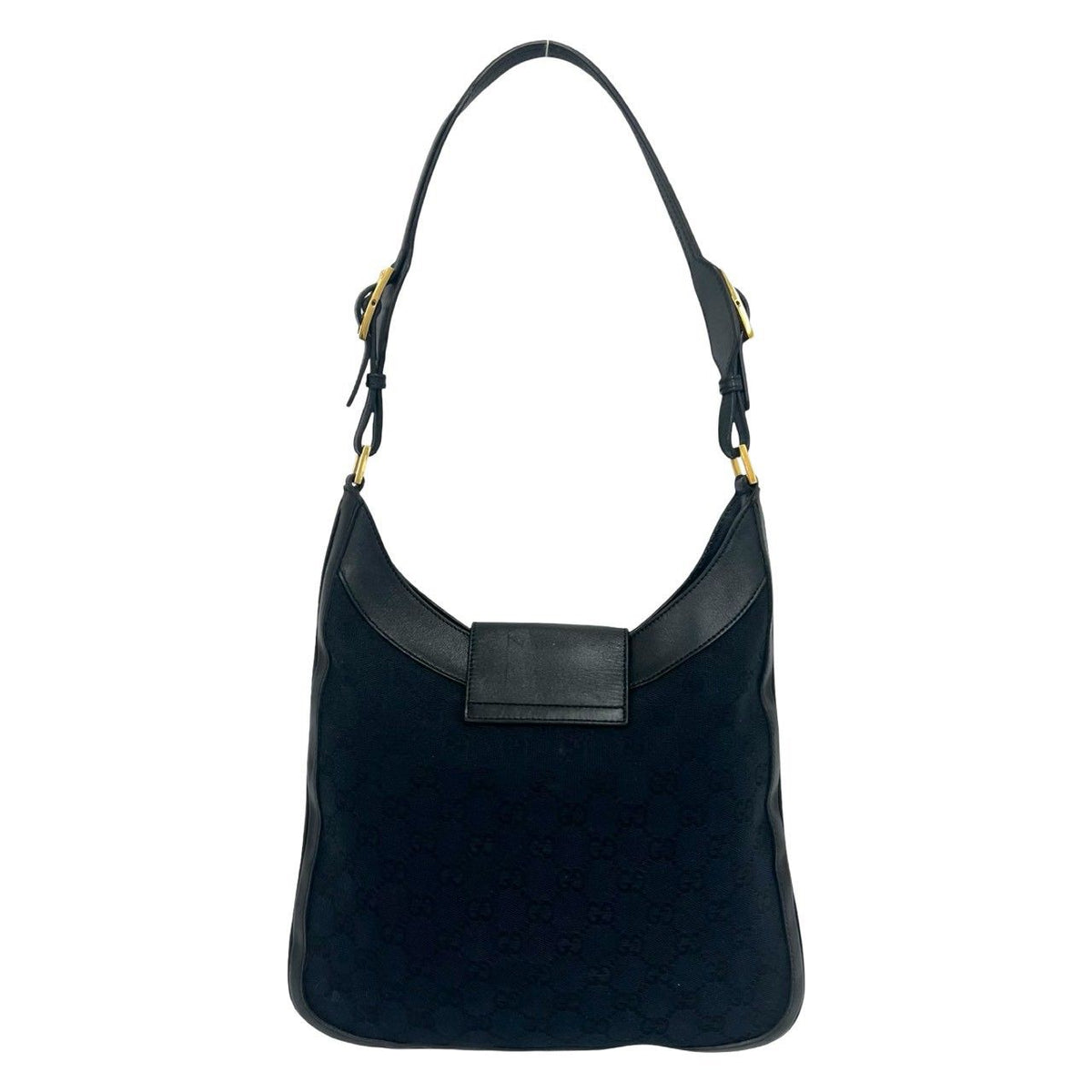 Gucci Jackie GG Pattern Canvas Leather Shoulder Bag Black — view 3