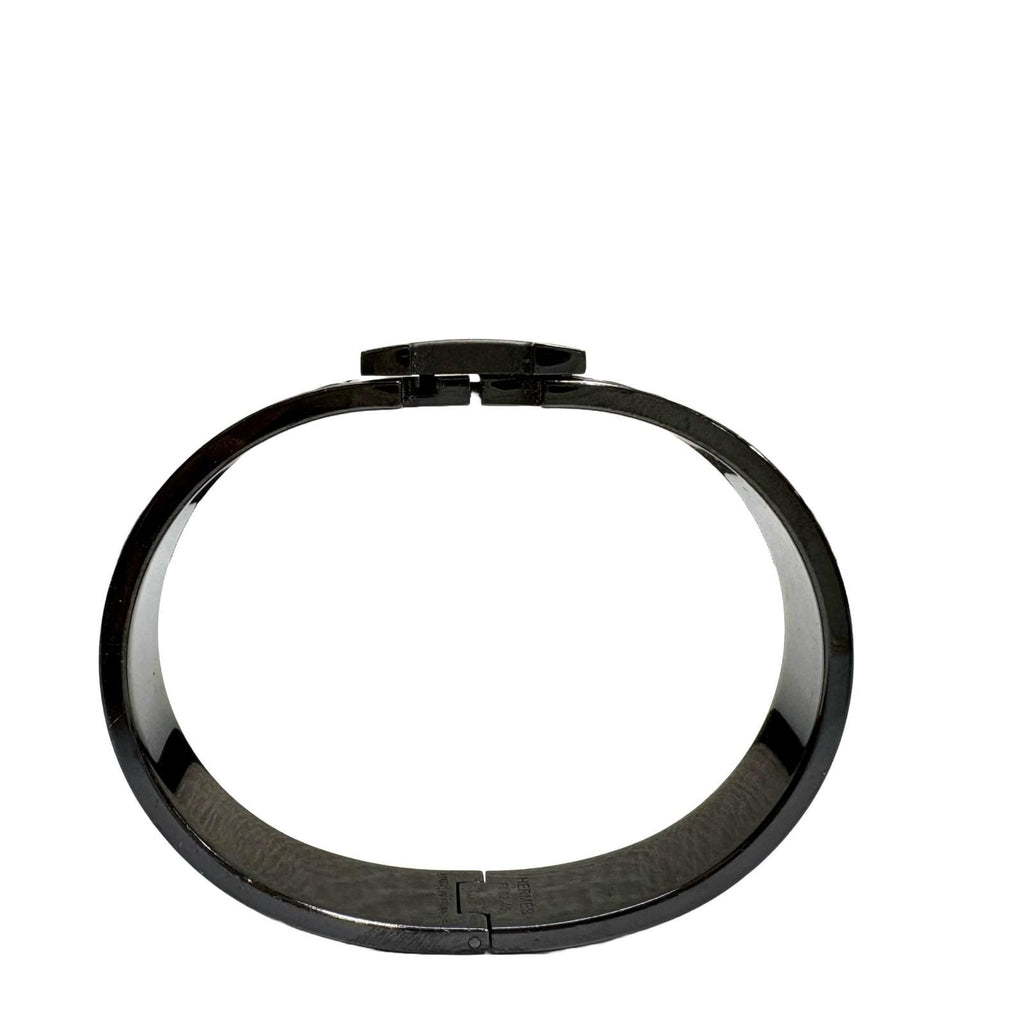 Hermes Clic Clac PM Metallic Black White So Bangle Bracelet — view 4