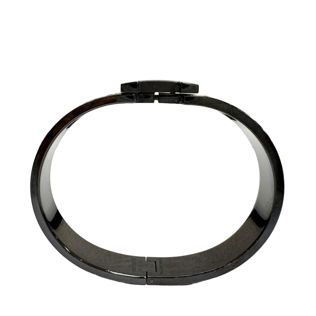Hermes Clic Clac PM Metallic Black White So Bangle Bracelet — view 3