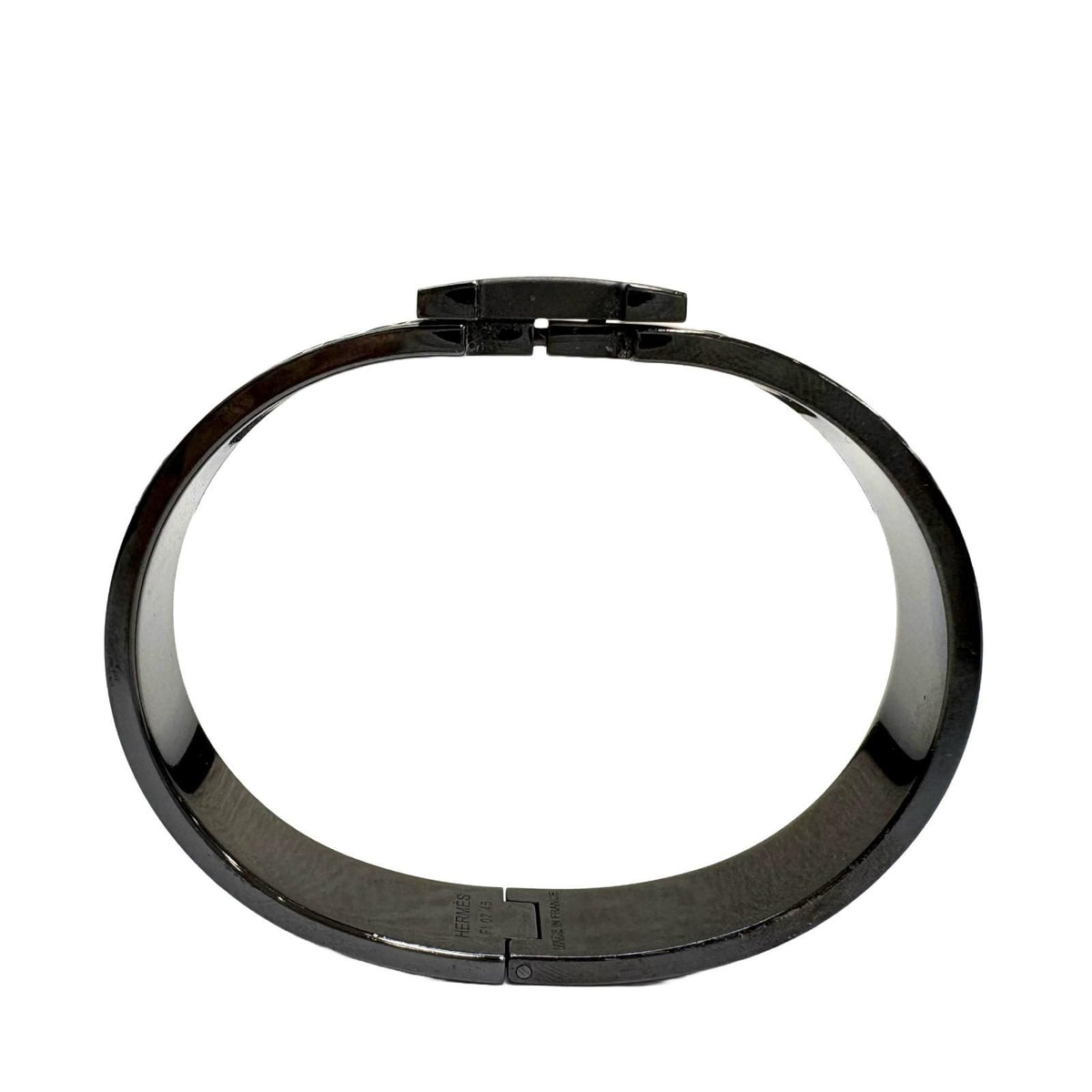 Hermes Clic Clac PM Metallic Black White So Bangle Bracelet — view 3