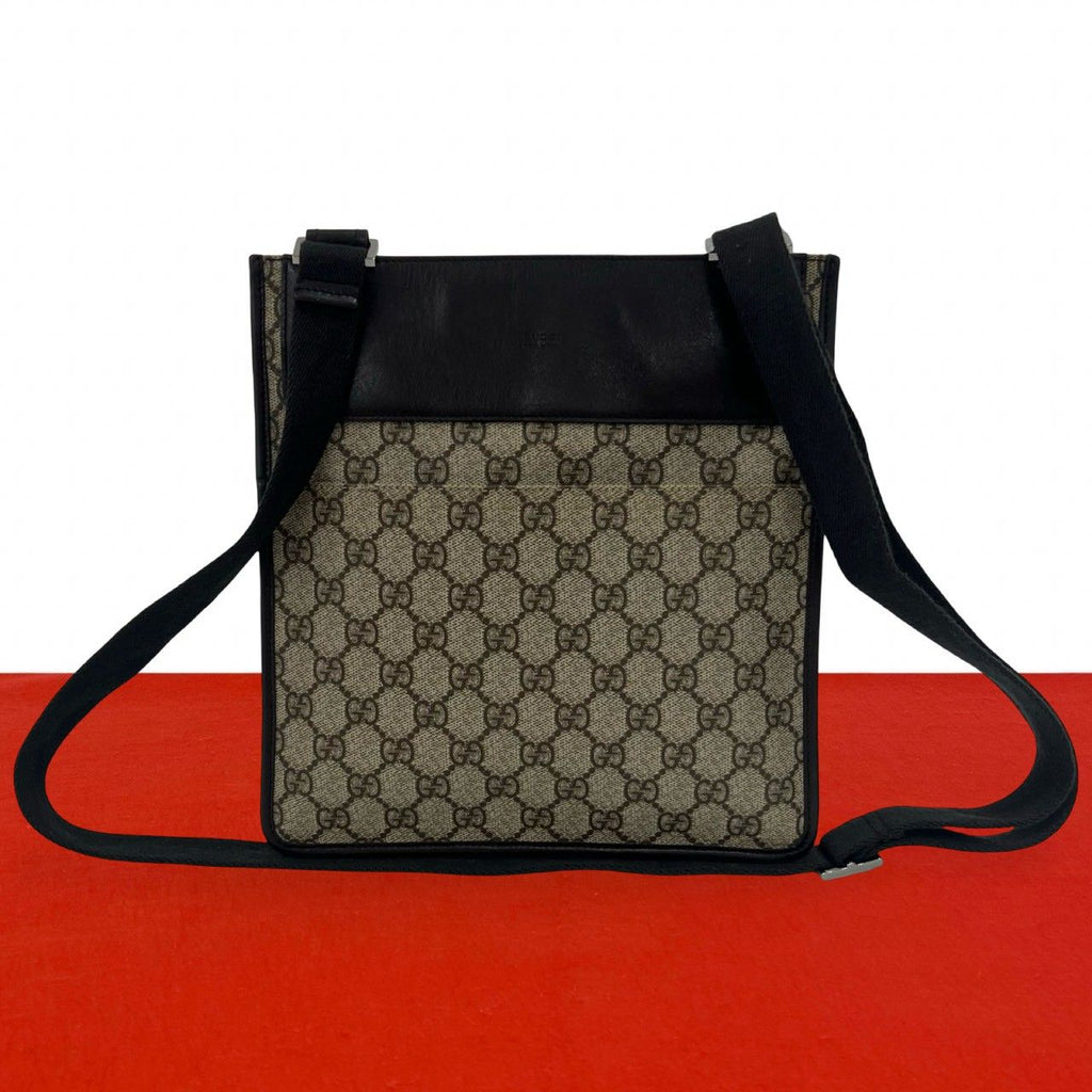 Gucci GG Pattern Leather Polyurethane Shoulder Bag Crossbody Cross Brown