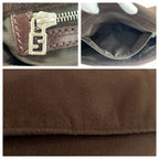 Fendi Brown Silver Fabric Leather Shoulder Bag — view 5