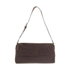 Fendi Brown Silver Fabric Leather Shoulder Bag