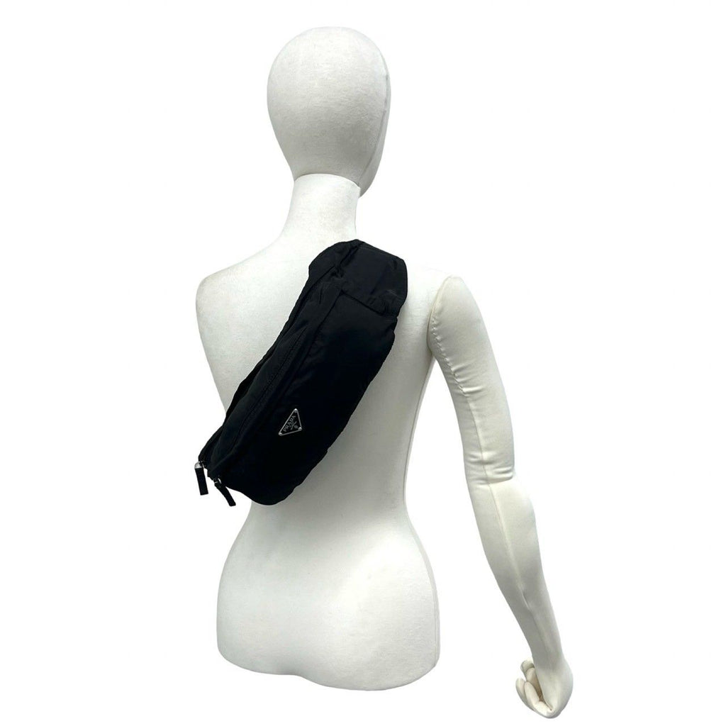 Prada Triangle Logo Tessuto Pocono Nylon Belt Bag Waist Pouch Black — view 2