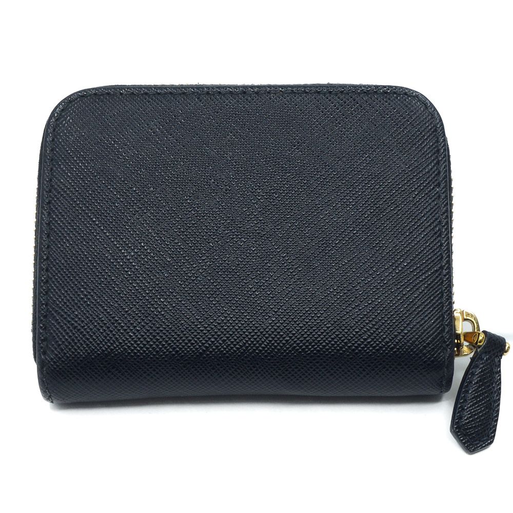Prada 1 268 Coin Purse Leather Wallet Black Gold — view 2