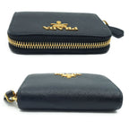 Prada 1 268 Coin Purse Leather Wallet Black Gold — view 3