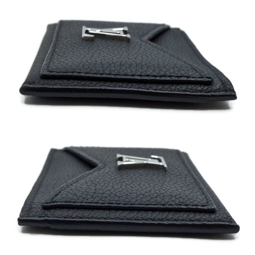 Louis Vuitton Card Case Lockme Leather Black Silver — view 4