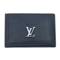 Louis Vuitton Card Case Lockme Leather Black Silver