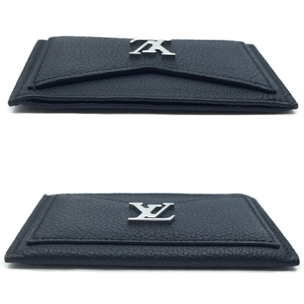 Louis Vuitton Card Case Lockme Leather Black Silver — view 3