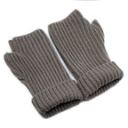 Hermes Gloves Fingerless Knit Cashmere Mohair Polyester Polyurethane Brown Gray — view 2