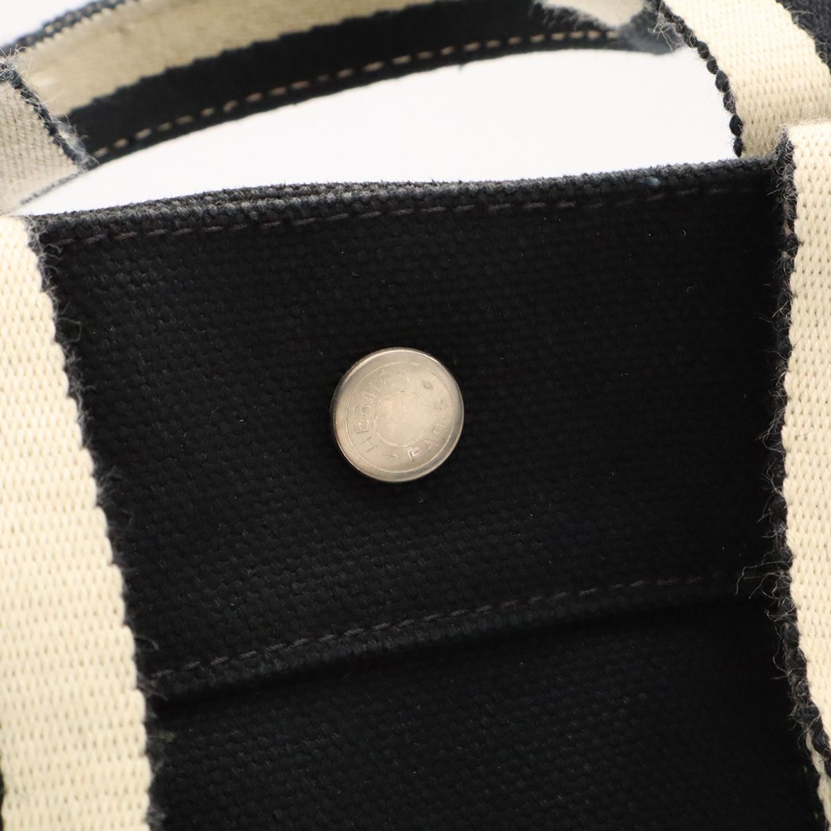Hermes Bora PM Tote Bag PM Stripe Canvas Black White — view 6