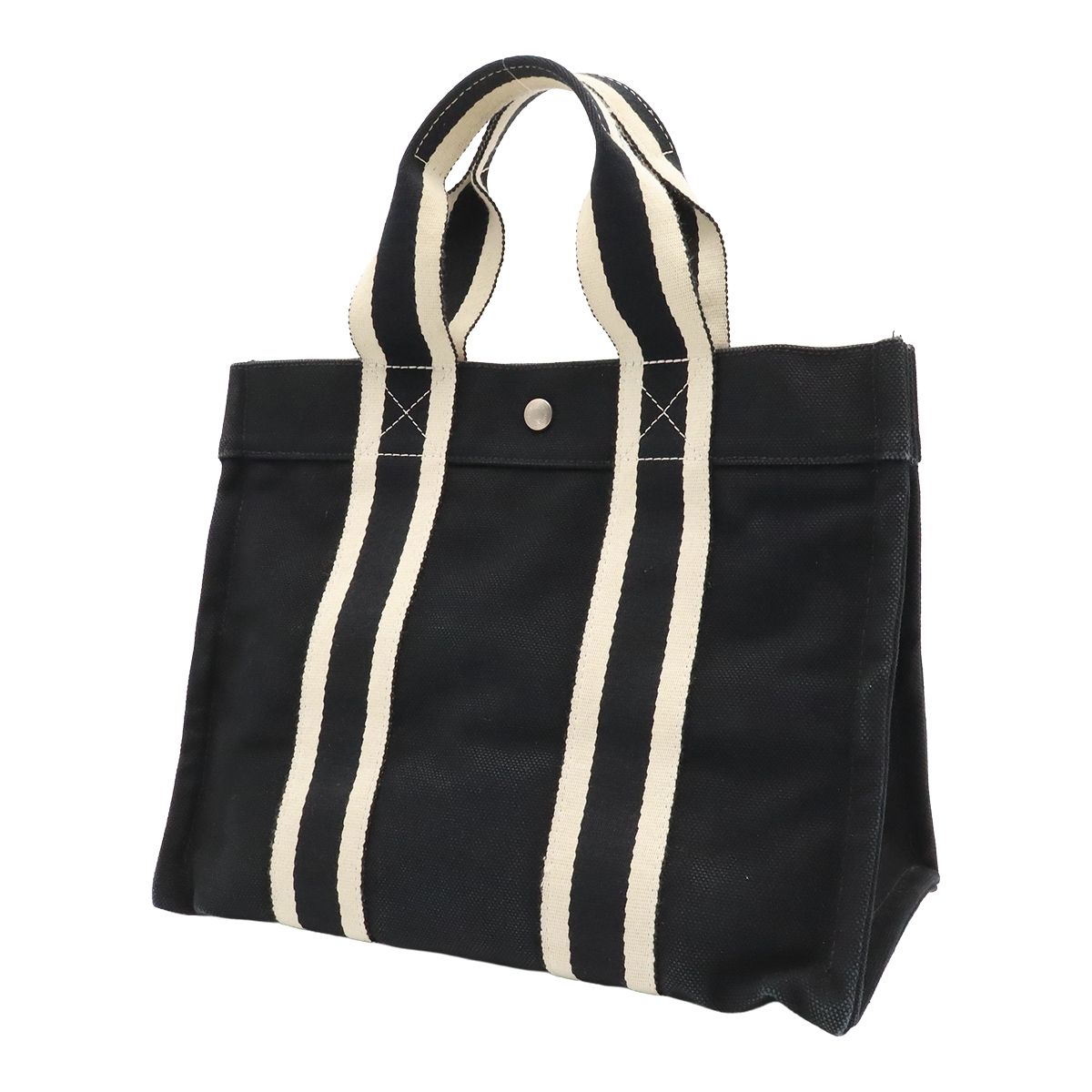 Hermes Bora PM Tote Bag PM Stripe Canvas Black White — view 2