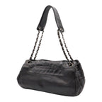 Chanel Logo Chain Shoulder Bag Leather Black Silver — view 2