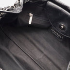 Chanel Logo Chain Shoulder Bag Leather Black Silver — view 8