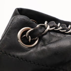 Chanel Logo Chain Shoulder Bag Leather Black Silver — view 7