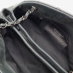 Chanel Mademoiselle Quilted Bowling Bag Chain Shoulder Sparkle Leather Black — view 6