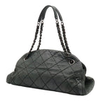 Chanel Mademoiselle Quilted Bowling Bag Chain Shoulder Sparkle Leather Black — view 2