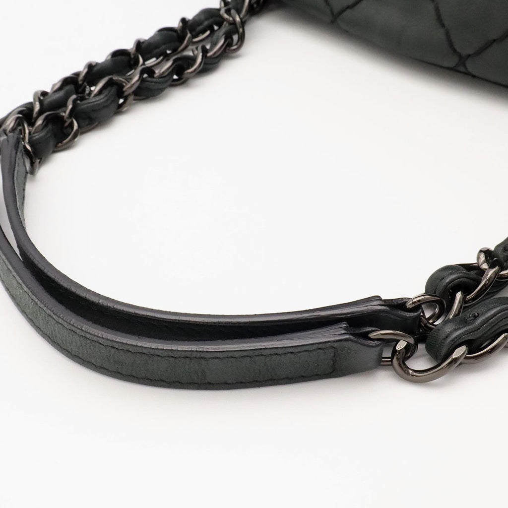 Chanel Mademoiselle Quilted Bowling Bag Chain Shoulder Sparkle Leather Black — view 4