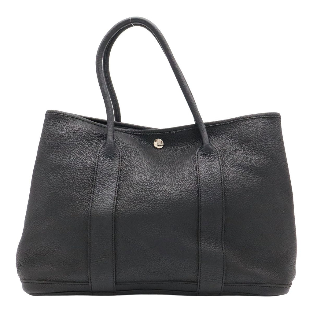 Hermes Garden Party PM Tote Bag Leather Black Silver