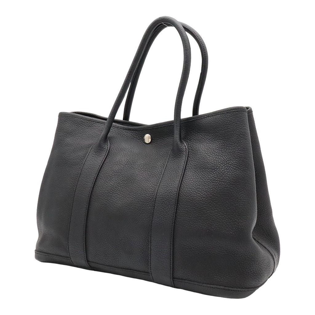Hermes Garden Party PM Tote Bag Leather Black Silver — view 2