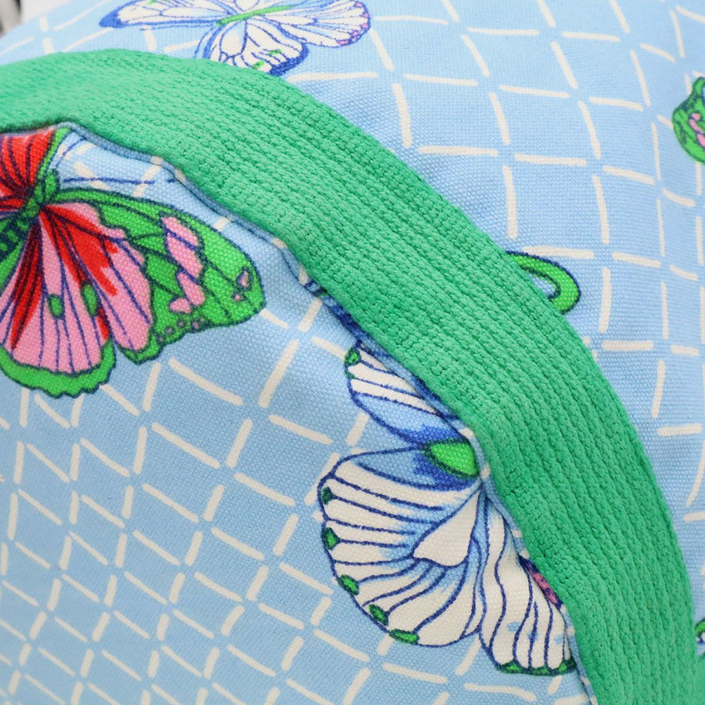 Hermes Shoulder Bag Drawstring Butterfly Canvas Green Blue Multicolor Gold — view 3