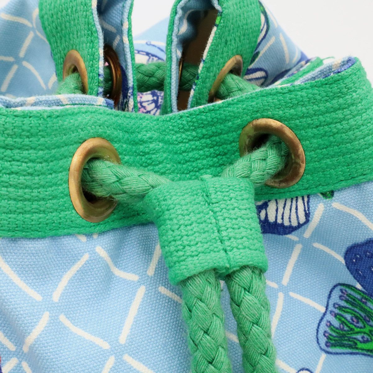 Hermes Shoulder Bag Drawstring Butterfly Canvas Green Blue Multicolor Gold — view 6