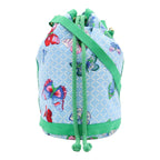 Hermes Shoulder Bag Drawstring Butterfly Canvas Green Blue Multicolor Gold