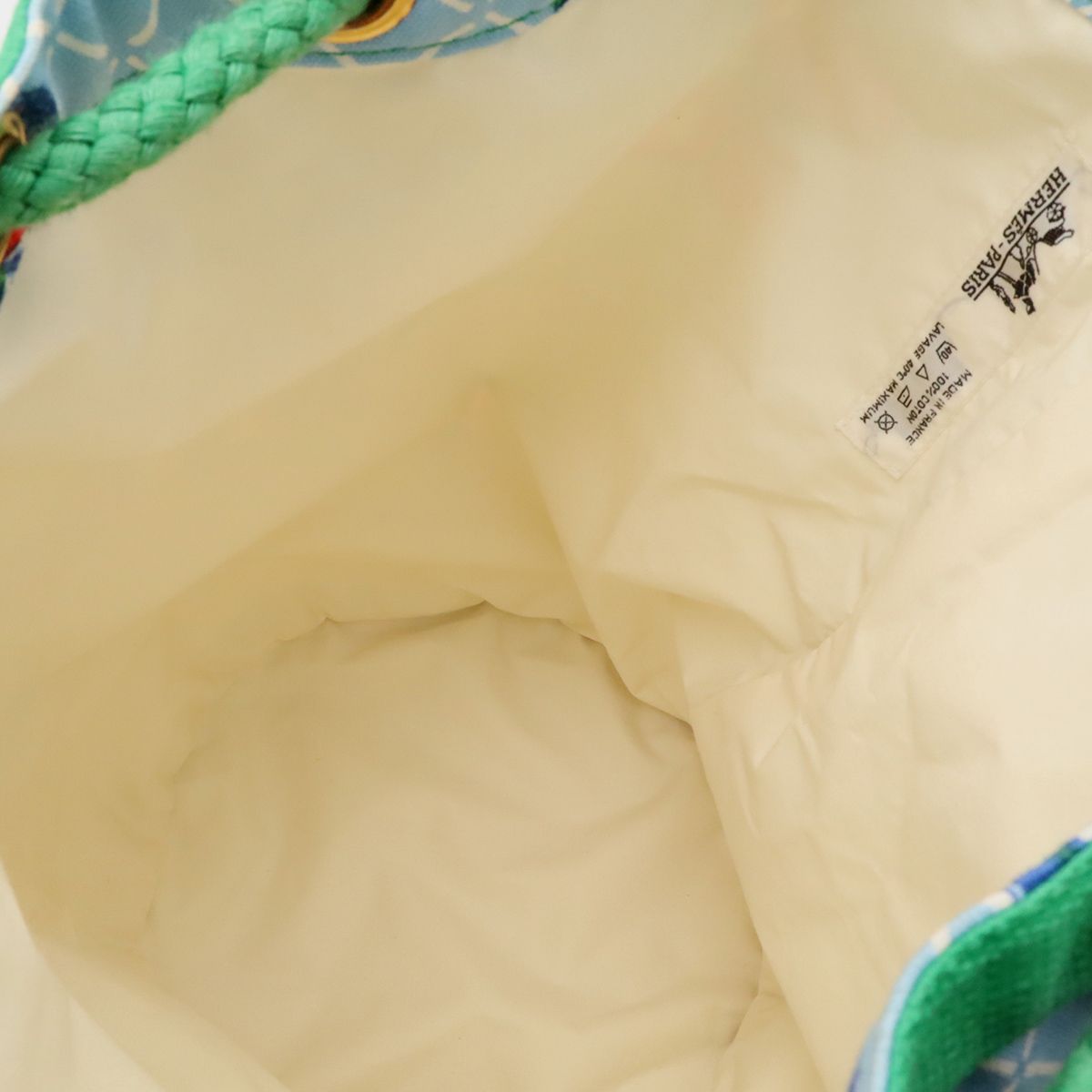 Hermes Shoulder Bag Drawstring Butterfly Canvas Green Blue Multicolor Gold — view 8
