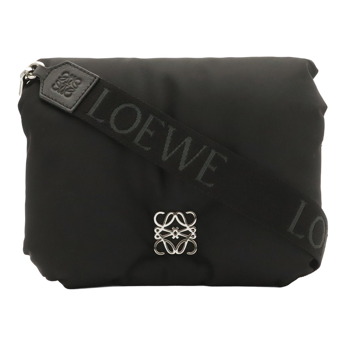 Loewe Anagram Puffer Goya Shoulder Bag Nylon Black Orange Silver
