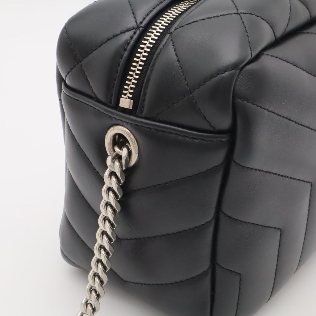 Saint Laurent Paris YSL Monogram Loulou Chain Shoulder Bag Quilted Leather Black — view 4