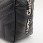 Saint Laurent Paris YSL Monogram Loulou Chain Shoulder Bag Quilted Leather Black — view 8