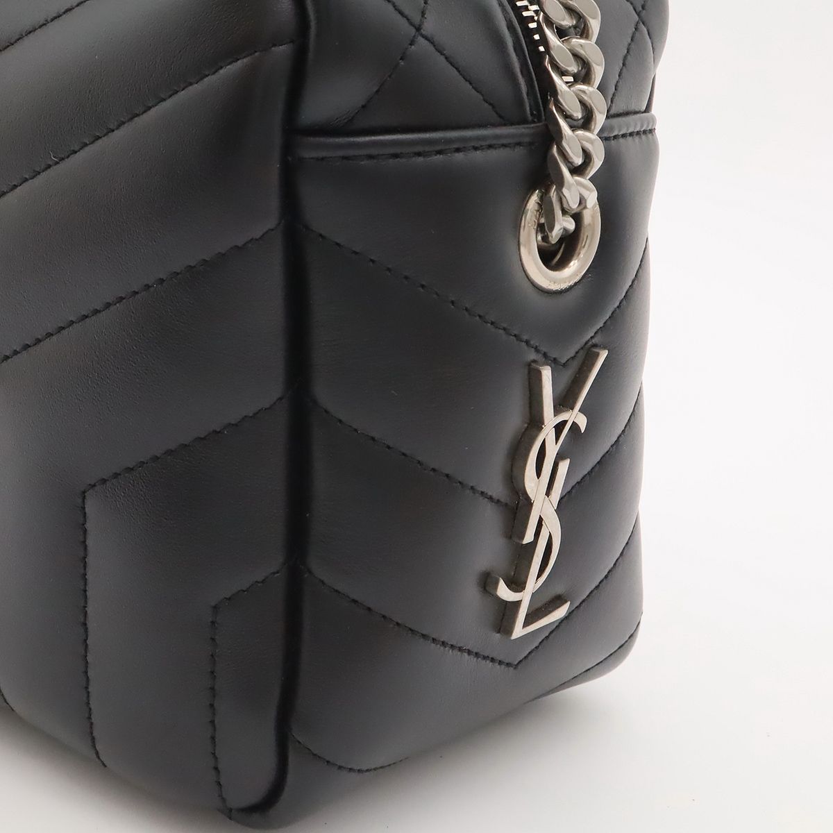 Saint Laurent Paris YSL Monogram Loulou Chain Shoulder Bag Quilted Leather Black — view 8