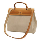 Hermes Herbag PM 2-Way Shoulder Bag Toile GM Officier Beige Black — view 2