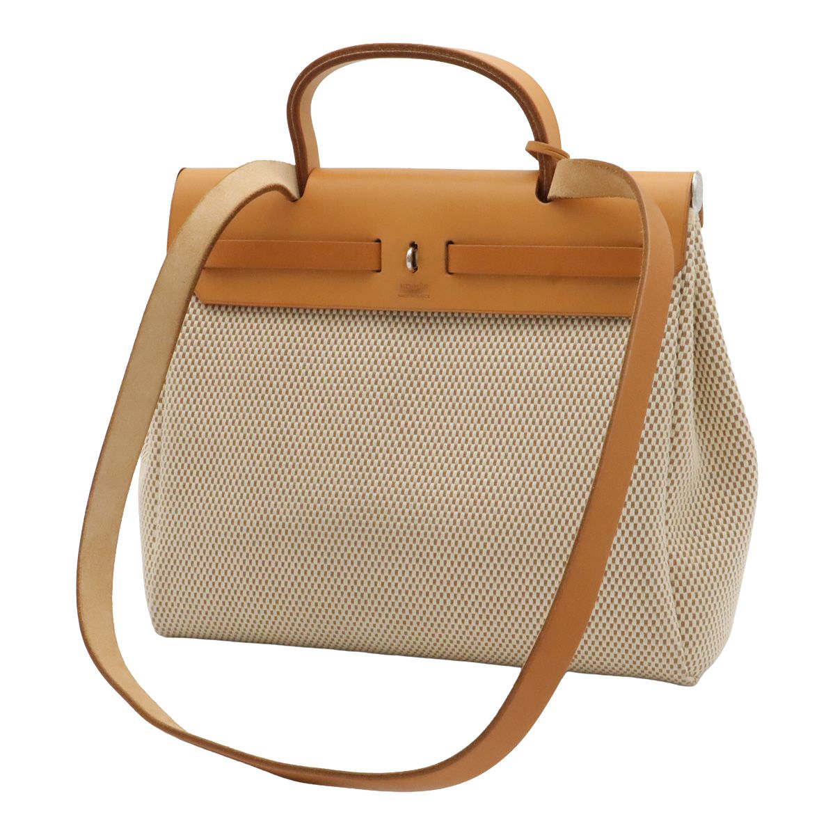 Hermes Herbag PM 2-Way Shoulder Bag Toile GM Officier Beige Black — view 2