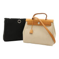 Hermes Herbag PM 2-Way Shoulder Bag Toile GM Officier Beige Black