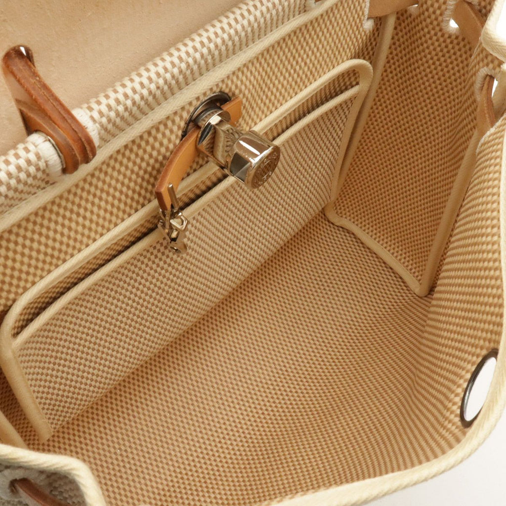 Hermes Herbag PM 2-Way Shoulder Bag Toile GM Officier Beige Black — view 7
