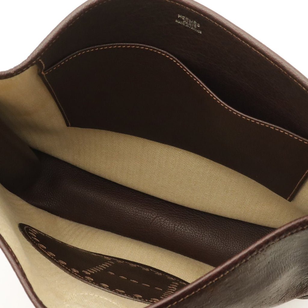 Hermes Evelyne I 1 GM Shoulder Bag Amazonia Leather Dark Brown Silver — view 7
