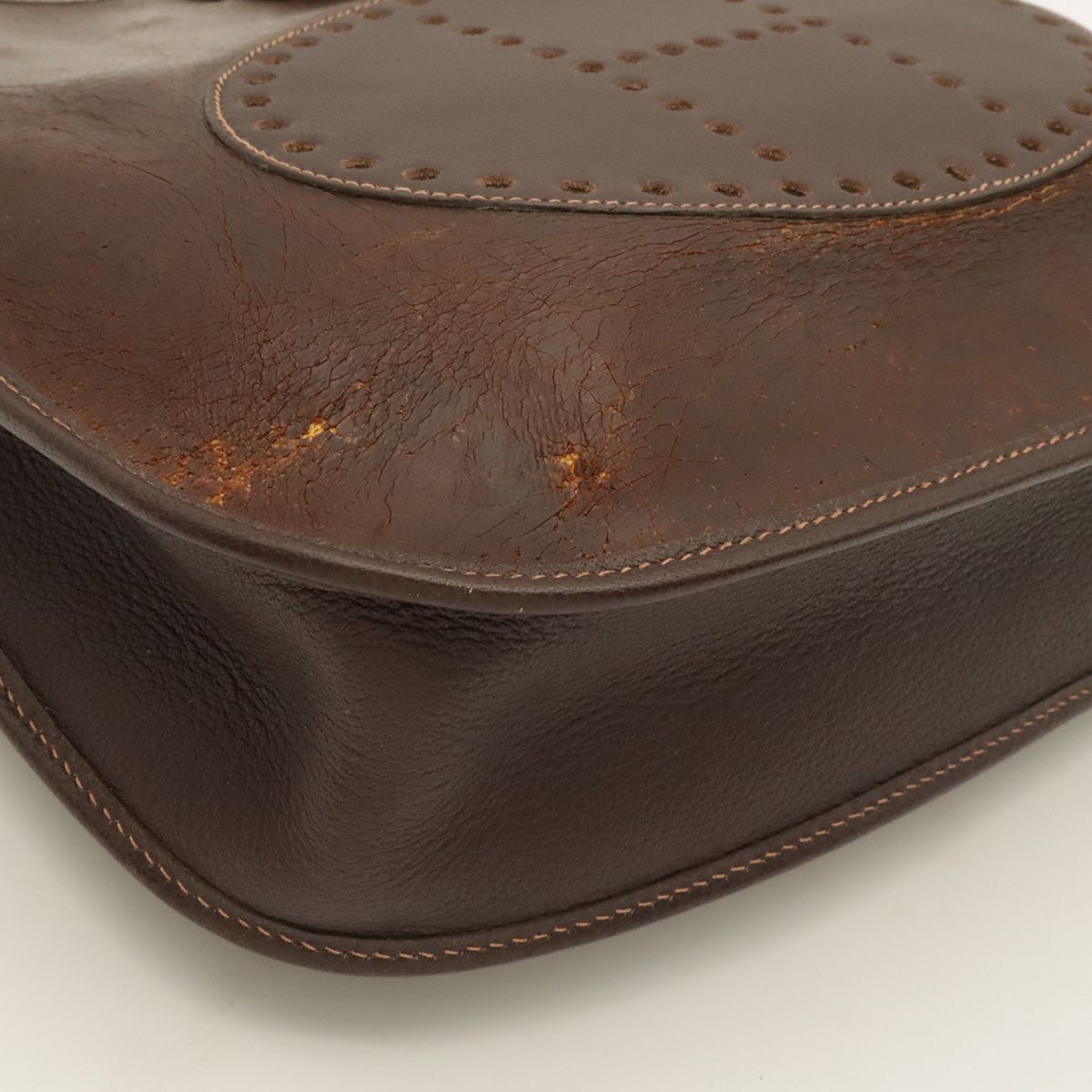 Hermes Evelyne I 1 GM Shoulder Bag Amazonia Leather Dark Brown Silver — view 3