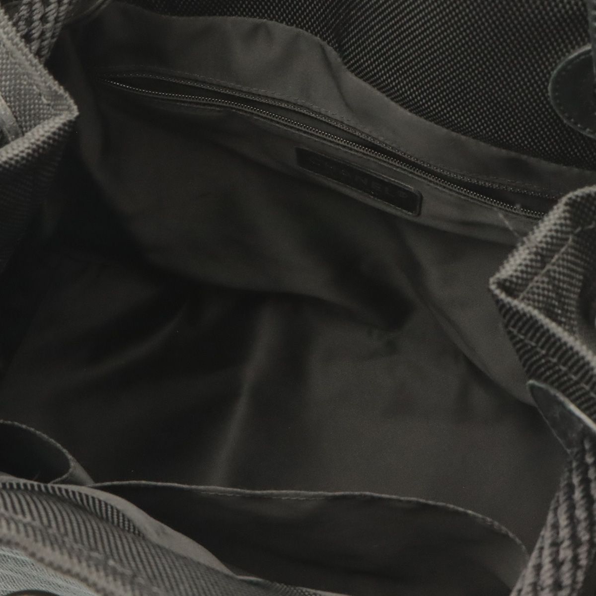 Chanel CC Logo Drawstring Tote Bag Shoulder Canvas Leather Black Silver — view 6